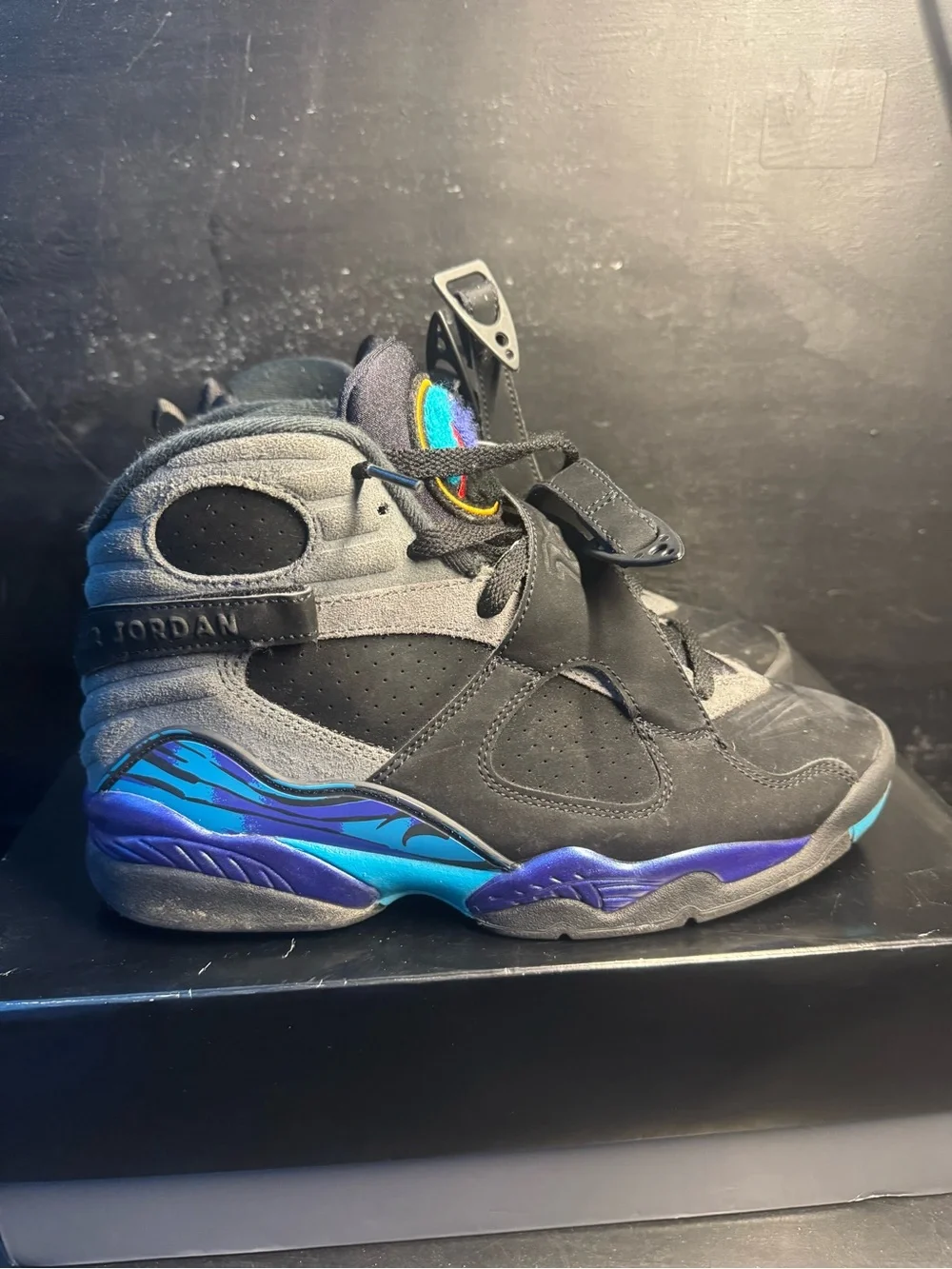 Air Jordan 8 Black & Teal Retro Basketball Shoes